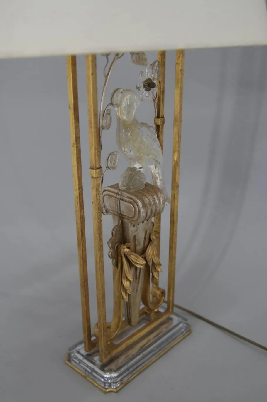 Clearance Pamono Crystal Parrot Table Lamp attributed to Maison Bagues, 1970s