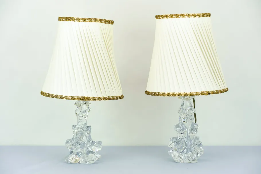 Clearance Pamono Crystal Table Lamps by Charles Schneider, 1960s, Set of 2