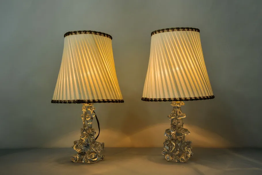 Clearance Pamono Crystal Table Lamps by Charles Schneider, 1960s, Set of 2
