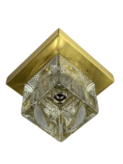 Clearance Pamono Cube Wall Lamp Ceiling Lamp in Ice Glass Space Design from Peill & Putzler, 1970s