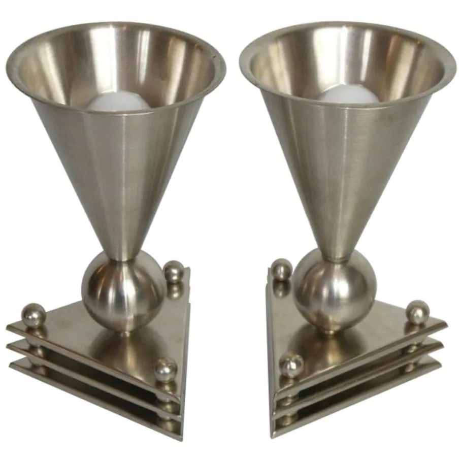 Online Pamono Cubist Bedside Table Lamps, 1930s, Set of 2