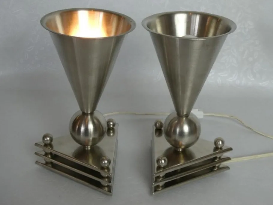 Online Pamono Cubist Bedside Table Lamps, 1930s, Set of 2