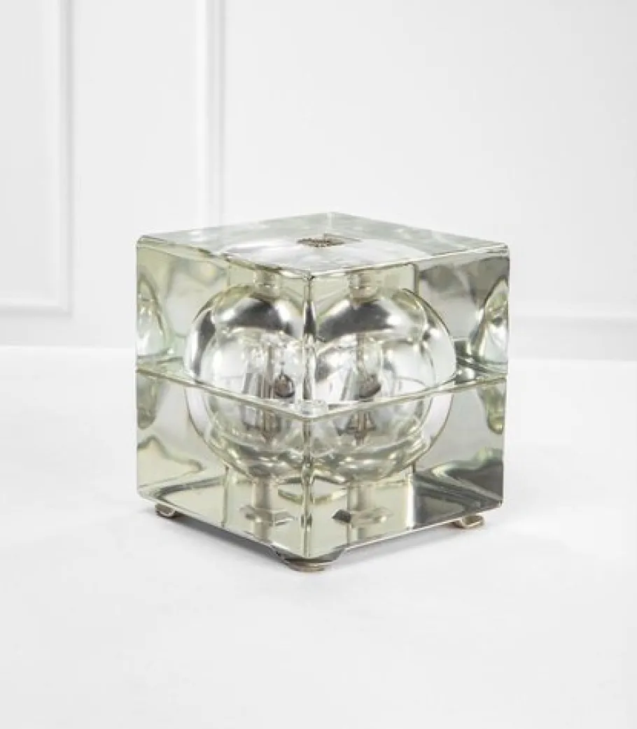 New Pamono Cubosfera Glass Table Lamp attributed to Alessandro Mendini, Italy, 1968