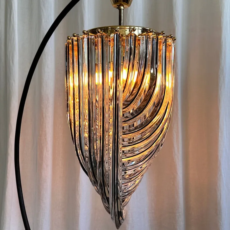 Clearance Pamono Curved Murano Crystal Glass Ribbon Chandelier attributed to Paolo Venini, 1960s