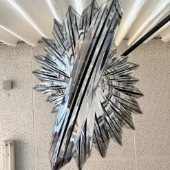 Clearance Pamono Curved Murano Crystal Glass Ribbon Chandelier attributed to Paolo Venini, 1960s