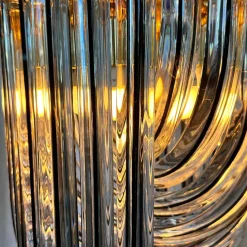 Clearance Pamono Curved Murano Crystal Glass Ribbon Chandelier attributed to Paolo Venini, 1960s