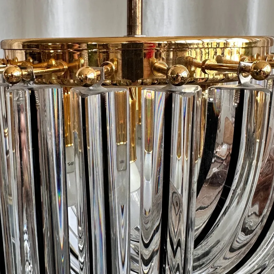 Clearance Pamono Curved Murano Crystal Glass Ribbon Chandelier attributed to Paolo Venini, 1960s