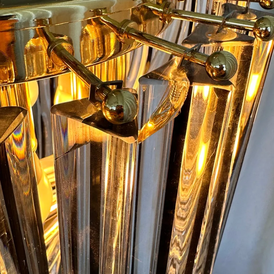 Clearance Pamono Curved Murano Crystal Glass Ribbon Chandelier attributed to Paolo Venini, 1960s