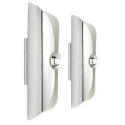 New Pamono Cylindrical Chrome Wall Lamp attributed to Staff Leuchten, Germany, 1970s, Set of 2