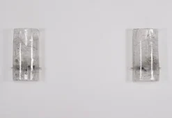 New Pamono Cylindrical Murano Glass Wall Lights, 1970s, Set of 2