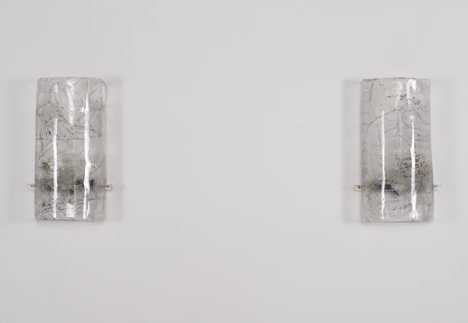 New Pamono Cylindrical Murano Glass Wall Lights, 1970s, Set of 2