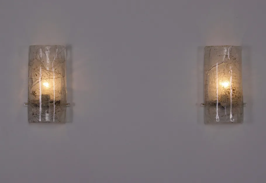 New Pamono Cylindrical Murano Glass Wall Lights, 1970s, Set of 2
