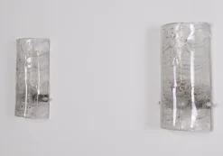 New Pamono Cylindrical Murano Glass Wall Lights, 1970s, Set of 2