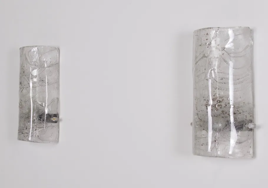 New Pamono Cylindrical Murano Glass Wall Lights, 1970s, Set of 2