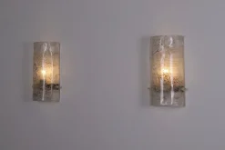 New Pamono Cylindrical Murano Glass Wall Lights, 1970s, Set of 2
