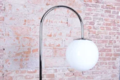 Outlet Pamono Czech Bauhaus Floor Lamp in Oak, Chrome and Glass attributed to Robert Slezak, 1930s