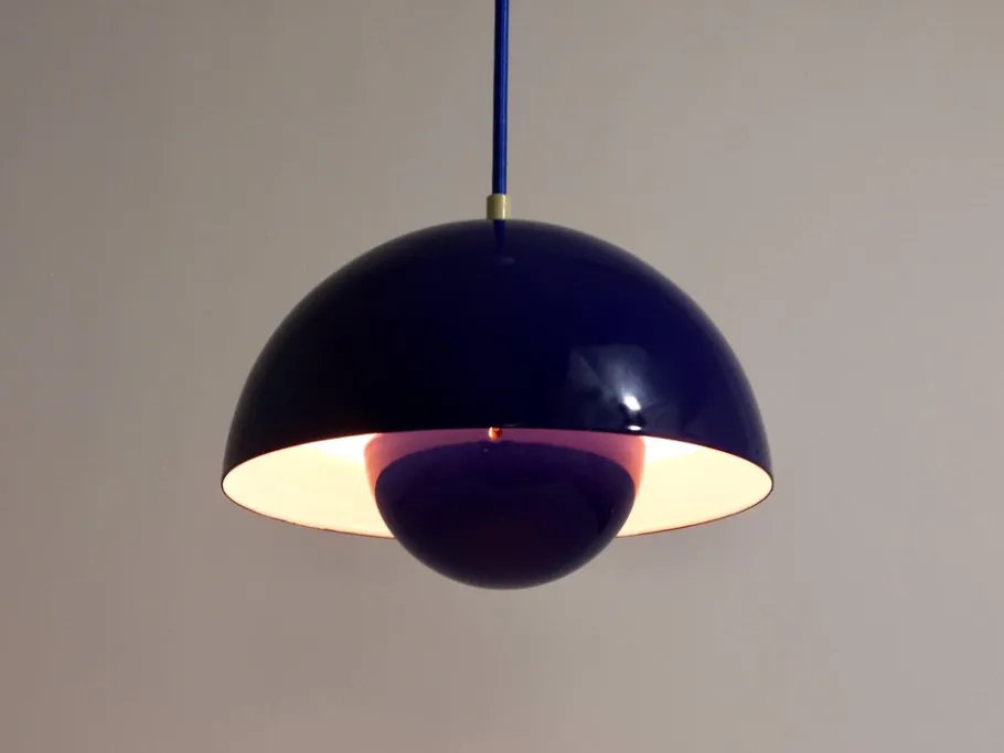 Clearance Pamono Danish Blue Enameled Flowerpot Pendant Lamp by Verner Panton for Louis Poulsen, 1969