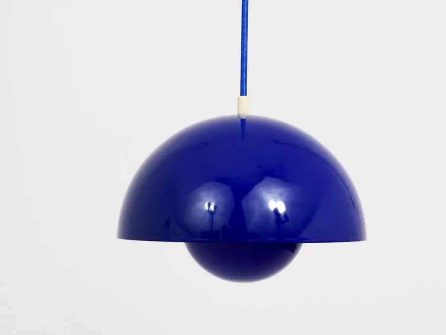 Clearance Pamono Danish Blue Enameled Flowerpot Pendant Lamp by Verner Panton for Louis Poulsen, 1969