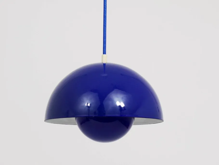 Clearance Pamono Danish Blue Enameled Flowerpot Pendant Lamp by Verner Panton for Louis Poulsen, 1969