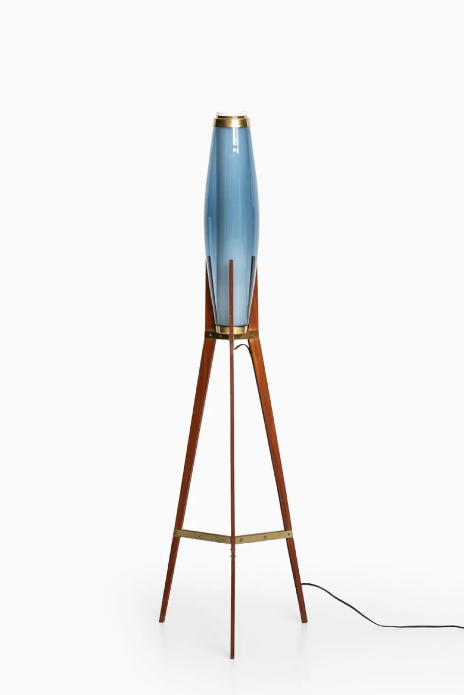 Online Pamono Danish Brass and Opaline Glass Floor Lamp by Svend Aage Holm Sørensen, 1950s