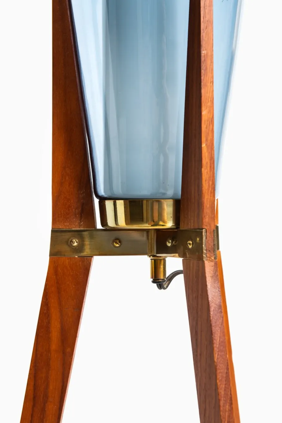 Online Pamono Danish Brass and Opaline Glass Floor Lamp by Svend Aage Holm Sørensen, 1950s