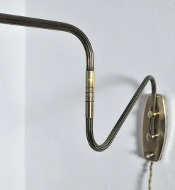 Sale Pamono Danish Brass Swing Arm Wall Lamp, 1950s