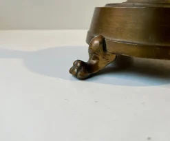 Discount Pamono Danish Bronze Lion Paw Table Lamp with Pink Shade, 1930s