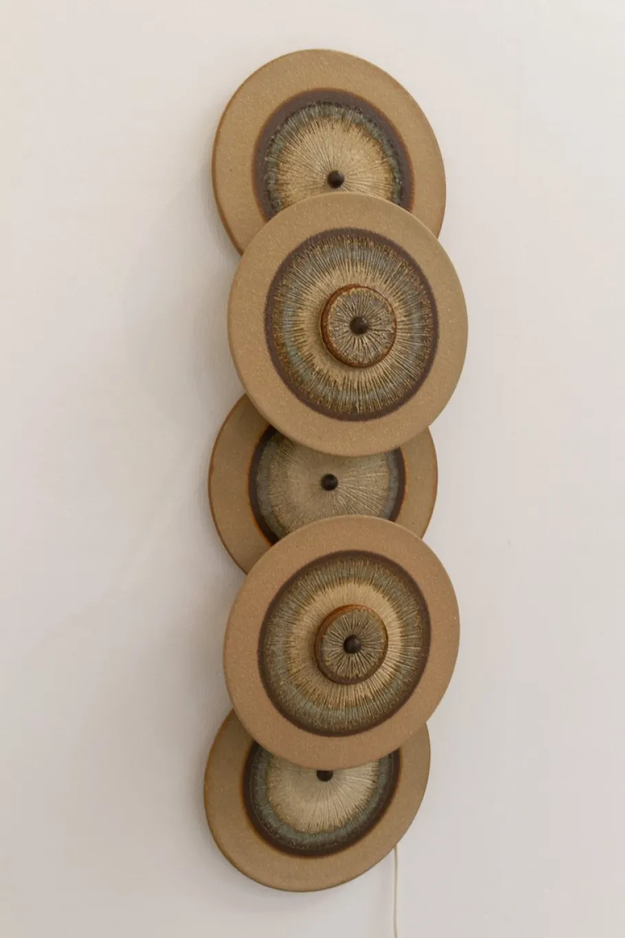 Clearance Pamono Danish Ceramic Five Disc Wall Lamp from Søholm, 1970s