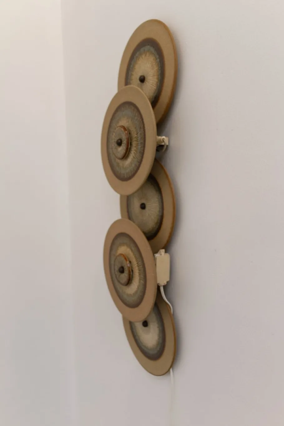 Clearance Pamono Danish Ceramic Five Disc Wall Lamp from Søholm, 1970s