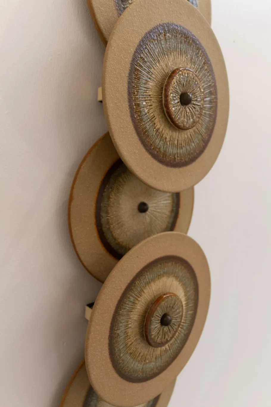 Clearance Pamono Danish Ceramic Five Disc Wall Lamp from Søholm, 1970s