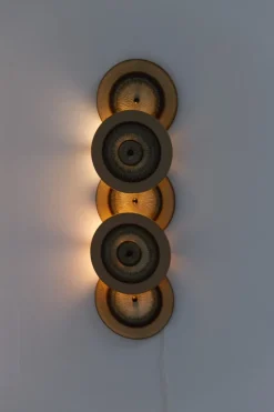 Clearance Pamono Danish Ceramic Five Disc Wall Lamp from Søholm, 1970s