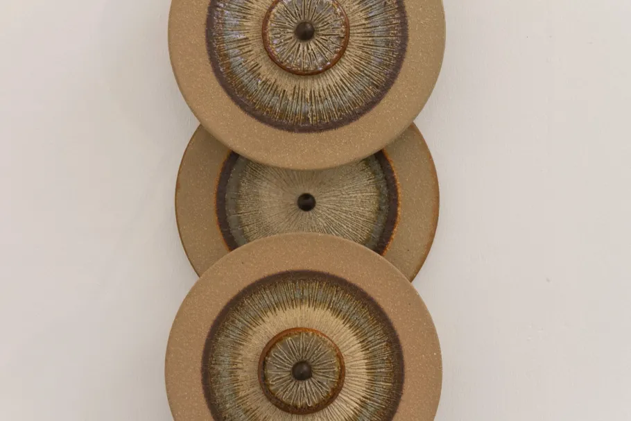 Clearance Pamono Danish Ceramic Five Disc Wall Lamp from Søholm, 1970s