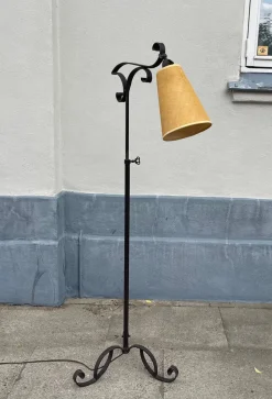Outlet Pamono Danish Functionalist Adjustable Floor Lamp in Wrought Iron, 1940s