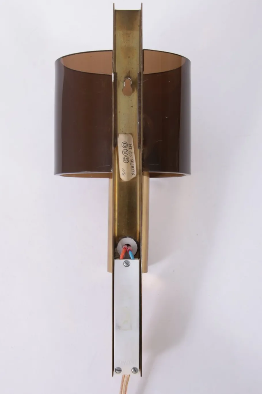 New Pamono Danish Gilt Brass & Smoked Acrylic Glass Sconce from Hassel & Teudt, 1960s