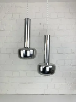 Hot Pamono Danish Gold Pendel Pendants by Vilhelm Lauritzen for Louis Poulsen, 1950s, Set of 2