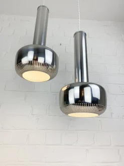 Hot Pamono Danish Gold Pendel Pendants by Vilhelm Lauritzen for Louis Poulsen, 1950s, Set of 2