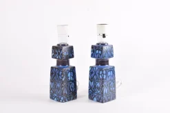 Clearance Pamono Danish Modern Blue and Black Table Lamps by Nils Thorsson for Royal Copenhagen and Fog & Mørup, 1970s, Set of 2