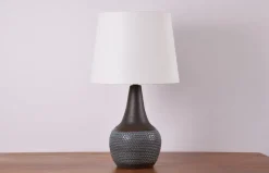 Online Pamono Danish Modern Dark Blue and Brown Ceramic Table Lamp with Lampshade by Einar Johansen for Søholm, 1960s