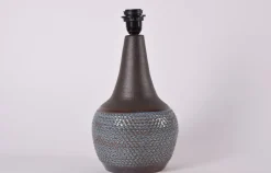 Online Pamono Danish Modern Dark Blue and Brown Ceramic Table Lamp with Lampshade by Einar Johansen for Søholm, 1960s