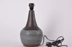Online Pamono Danish Modern Dark Blue and Brown Ceramic Table Lamp with Lampshade by Einar Johansen for Søholm, 1960s