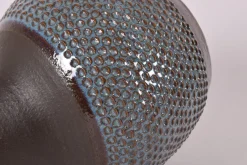 Online Pamono Danish Modern Dark Blue and Brown Ceramic Table Lamp with Lampshade by Einar Johansen for Søholm, 1960s