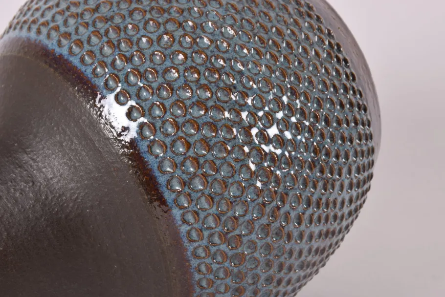 Online Pamono Danish Modern Dark Blue and Brown Ceramic Table Lamp with Lampshade by Einar Johansen for Søholm, 1960s