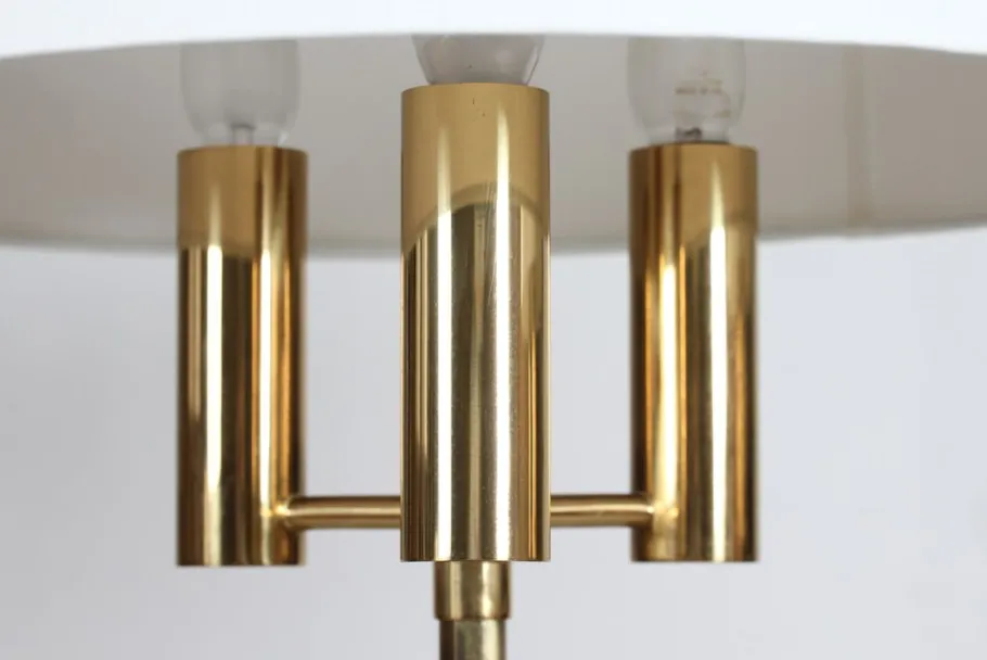 New Pamono Danish Modern Floor Lamps in Brass by Svend Aage Holm Sørensen for Fog & Mørup, 1960s, Set of 2