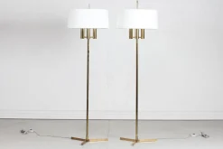 New Pamono Danish Modern Floor Lamps in Brass by Svend Aage Holm Sørensen for Fog & Mørup, 1960s, Set of 2