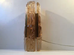 Clearance Pamono Danish Modern Sunburst Sconce in Amber Glass & Brass from Vitrika, 1960s