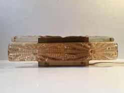 Clearance Pamono Danish Modern Sunburst Sconce in Amber Glass & Brass from Vitrika, 1960s