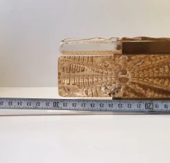 Clearance Pamono Danish Modern Sunburst Sconce in Amber Glass & Brass from Vitrika, 1960s