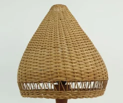 Clearance Pamono Danish Modern Table Lamp in Teak and Rattan, 1960s