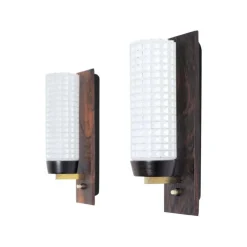 Online Pamono Danish Modern Wall Sconce in Rosewood and Glass from Lyfa, Set of 2