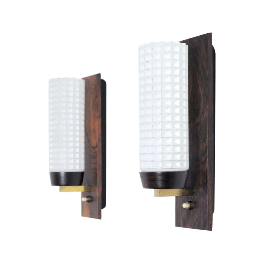 Online Pamono Danish Modern Wall Sconce in Rosewood and Glass from Lyfa, Set of 2